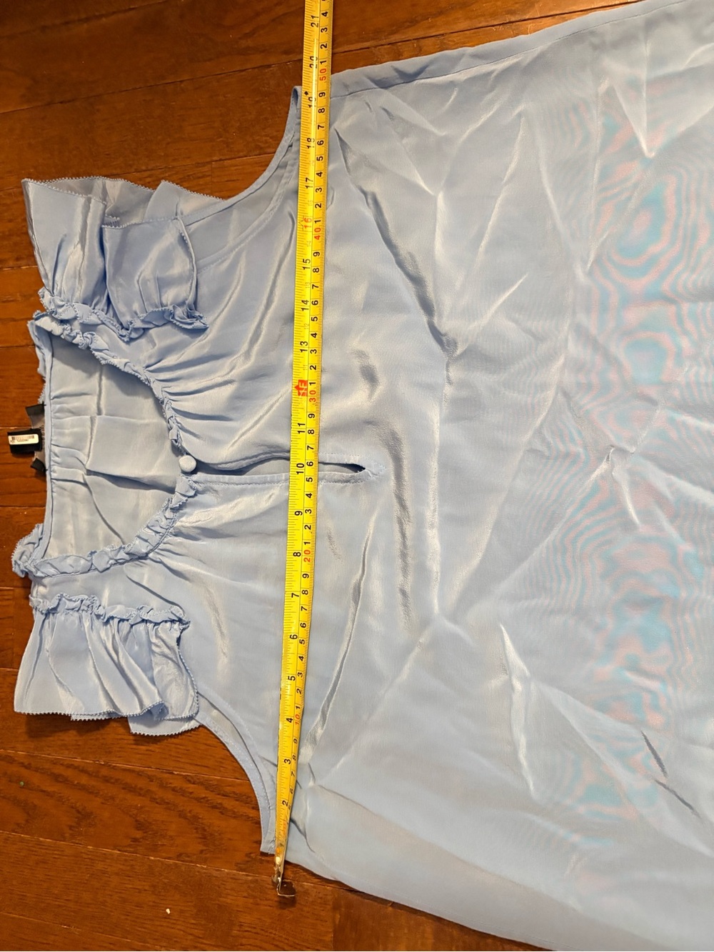 J. Crew Light Blue Ruffled Button Blouse - Picture 5 of 6